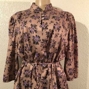 NB High collar with buttons Women Sz 42 Blouse 3/4 Sleeve Floral pattern